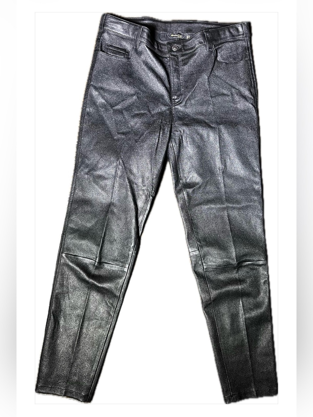 Massimo Dutti Black Sheepskin Leather Smooth Napa Finish Trouser Pants Medium
